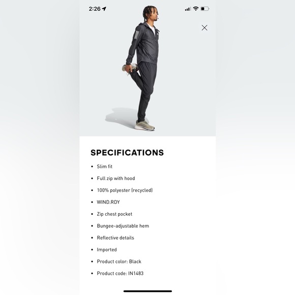 Adidas Own the run jacket. Large like new - Picture 6 of 7